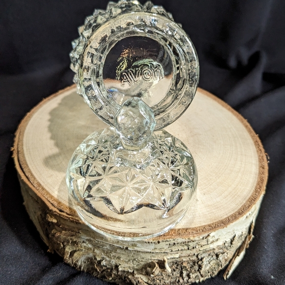 Early 70's AVON CRYSTAL FACETS Cut Glass Jar with Lid - Picture 3 of 10